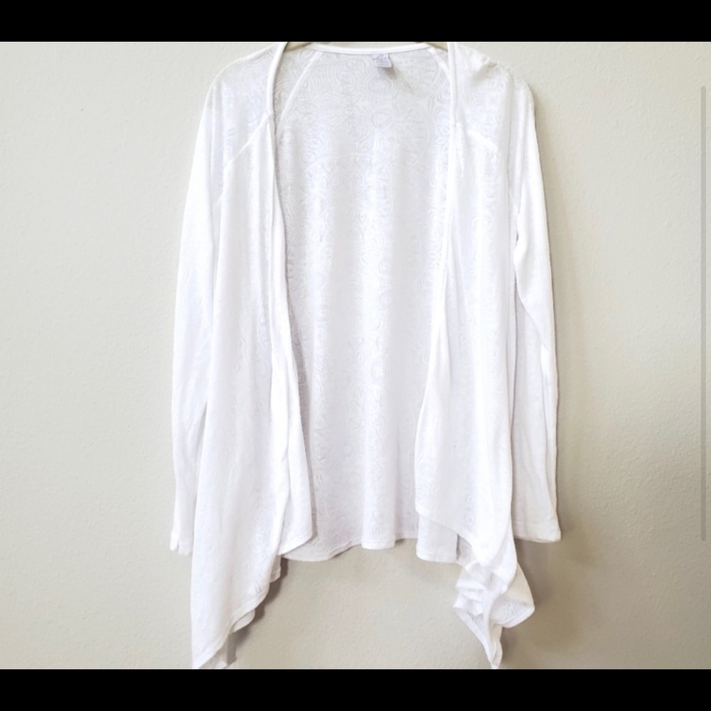 PrAna Burnout Waterfall Yoga Cardigan Posey White Cotton Blend